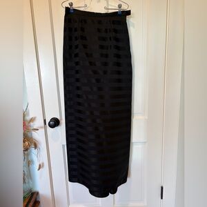Vintage Jessica McClintock Black Satin Striped Maxi Skirt